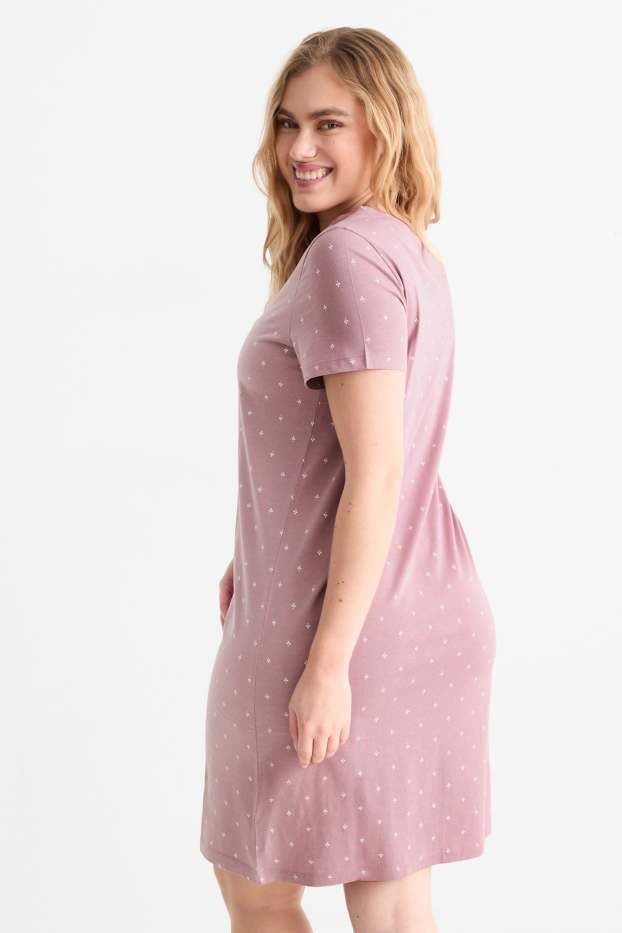Femmes - Chemise de nuit - à motif - rose foncé