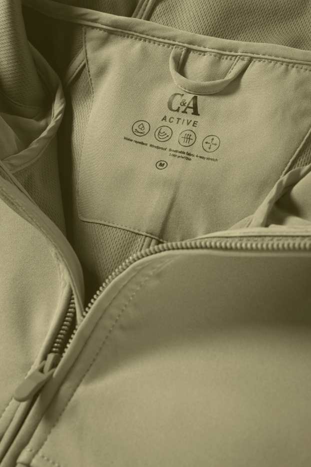 Bărbați - Geacă softshell cu glugă - rezistentă la apă - 4 Way Stretch - kaki
