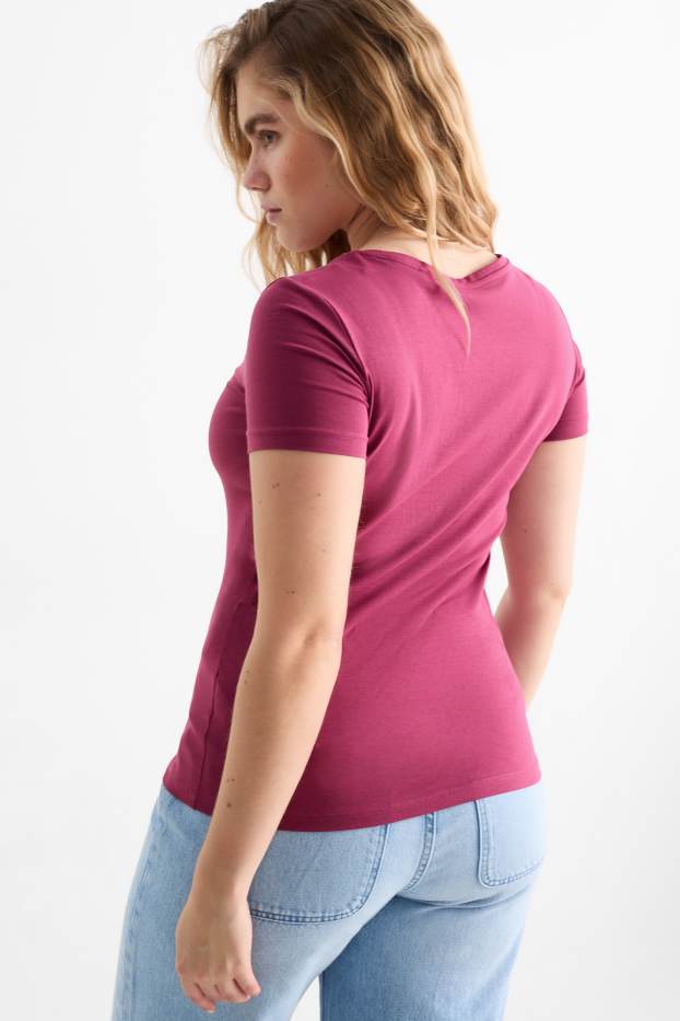 Dona - Samarreta bàsica de màniga curta - rosa fosc