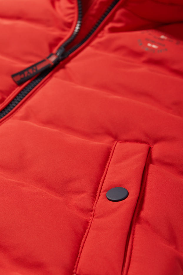 Children Boys - Quilted gilet with hood - water-repellent - red