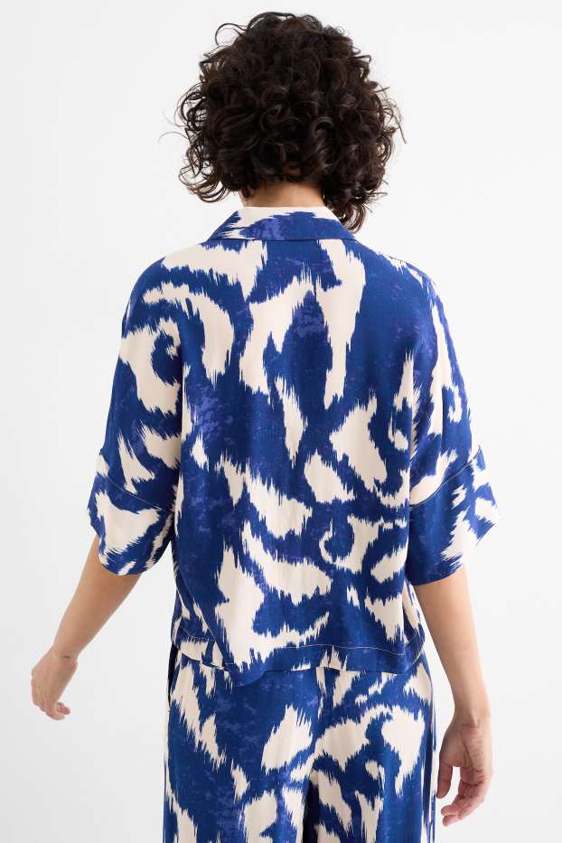 Women - Blouse - patterned - blue