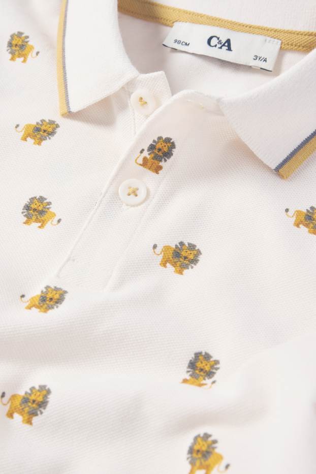 Kinder Jungen - Löwe - Poloshirt - cremeweiss