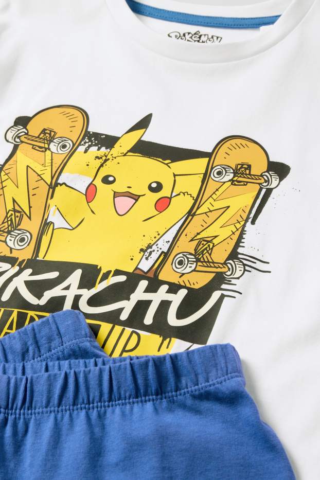Niños: niños - Pokémon - Pikachu - pijama corto - 2 prendas - azul oscuro / blanco roto