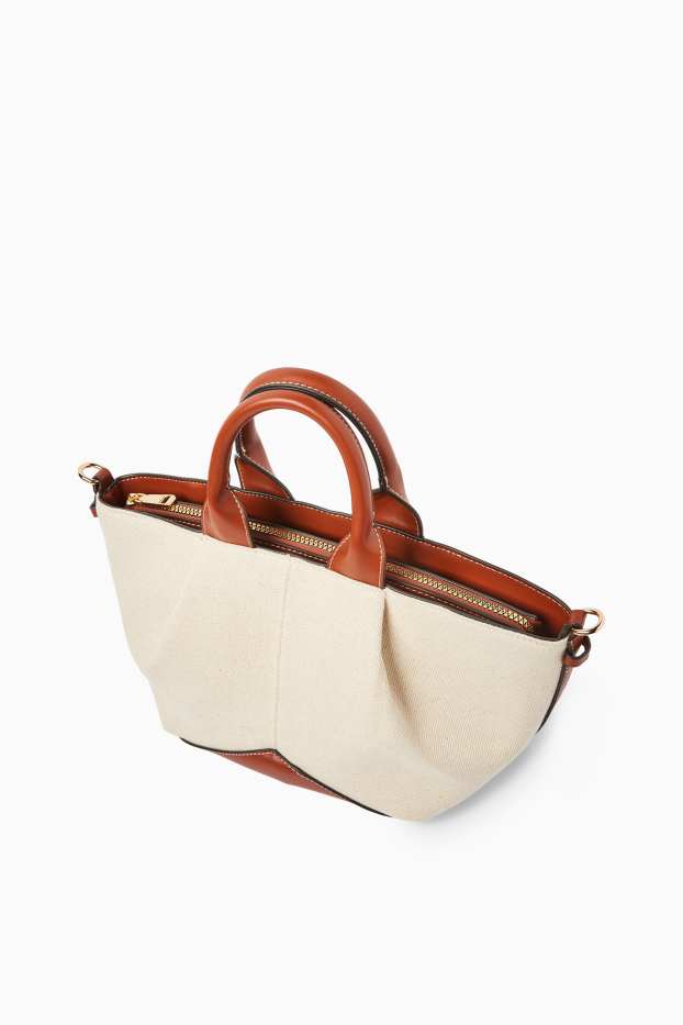 Donna - Shopper grande con spallaccio removibile - beige chiaro