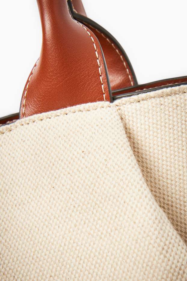 Donna - Shopper grande con spallaccio removibile - beige chiaro