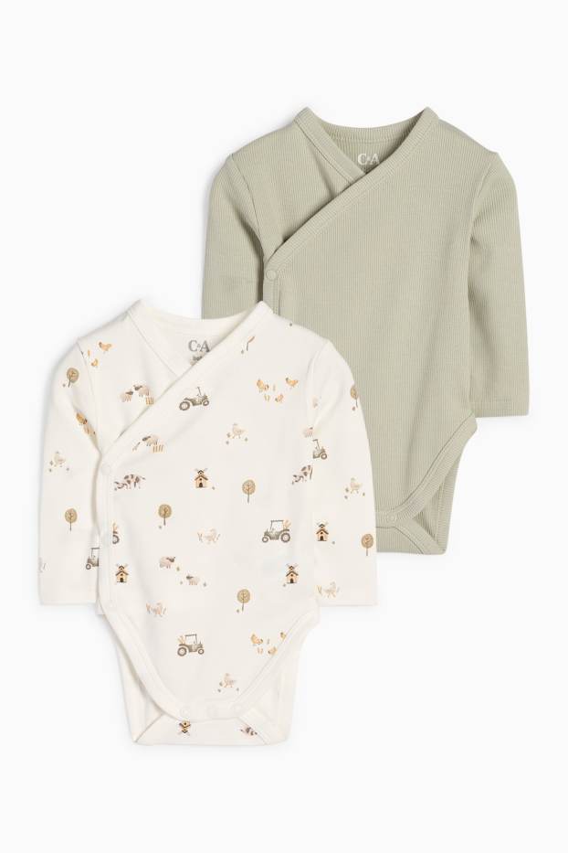 Baby Boys - Multipack of 2 - farmyard - wrapover baby bodysuit - cremewhite