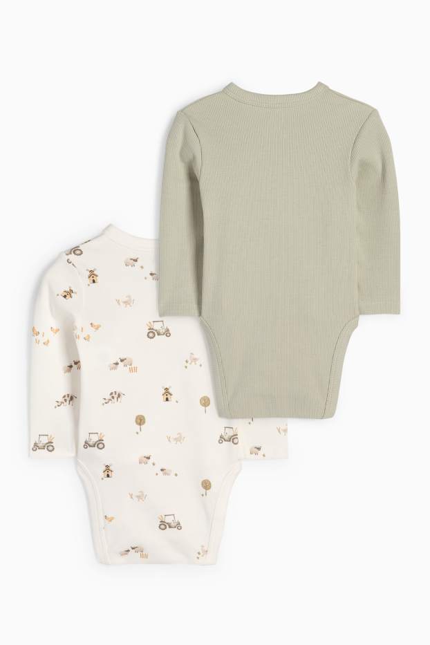 Baby Boys - Multipack of 2 - farmyard - wrapover baby bodysuit - cremewhite