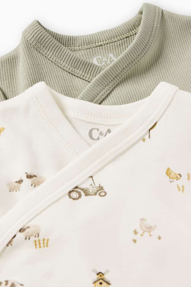Baby Boys - Multipack of 2 - farmyard - wrapover baby bodysuit - cremewhite