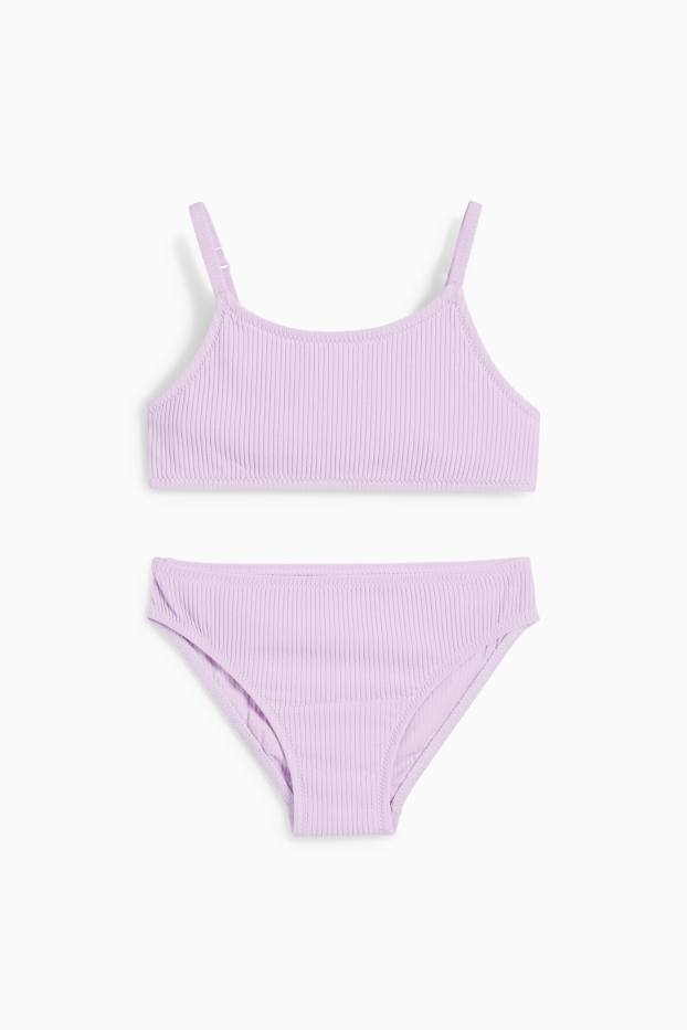 Children Girls - Bikini - ribbed - LYCRA® XTRA LIFE™ - 2 piece - light violet