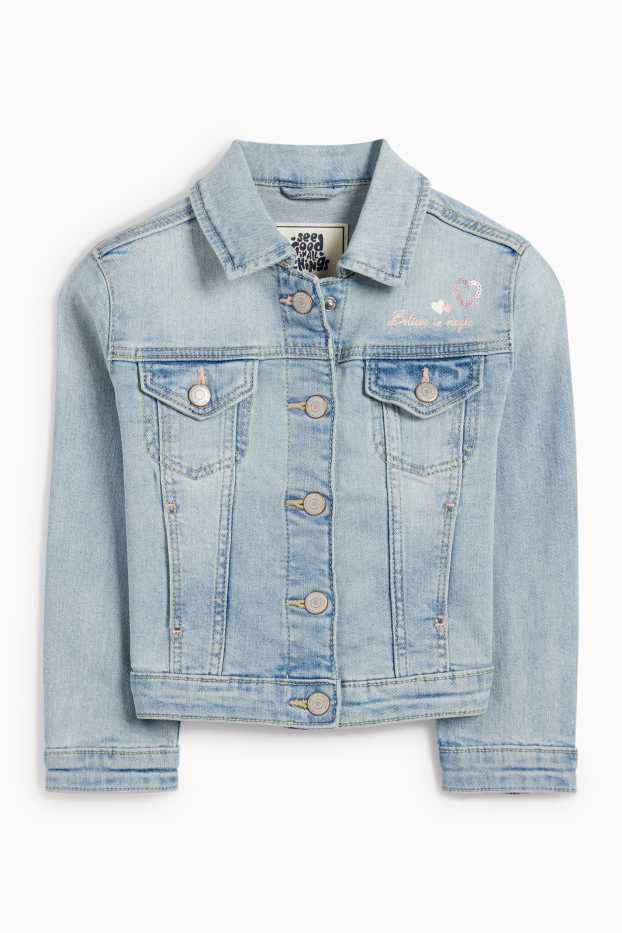 Enfants filles - Licorne - veste en jean - jean bleu clair