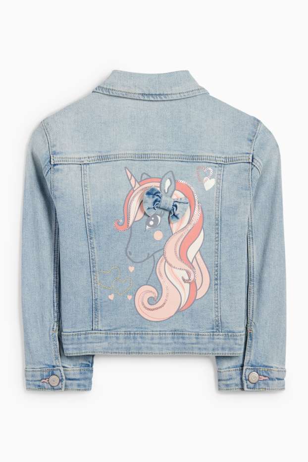 Enfants filles - Licorne - veste en jean - jean bleu clair
