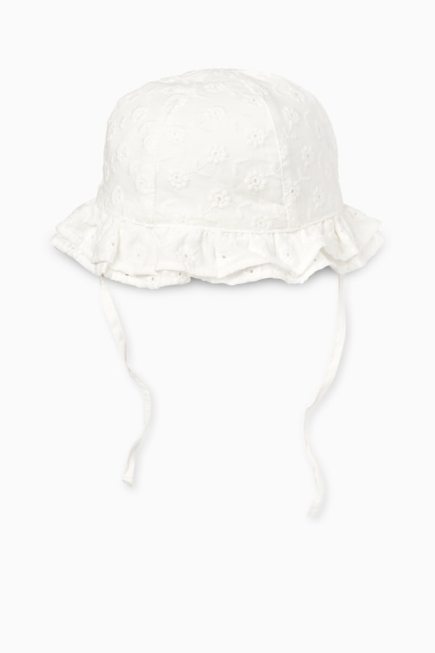 Neonate - Cappello neonate - broderie anglaise - bianco crema