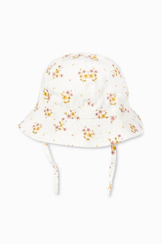 Neonate - Cappello neonate - a fiori - bianco crema