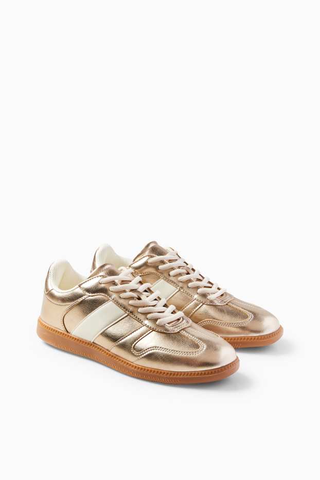 Dames - Sneakers - imitatieleer - glanzend - goud