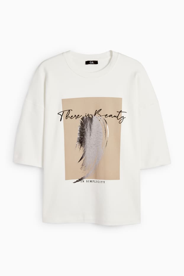 Dames - T-shirt - crème wit