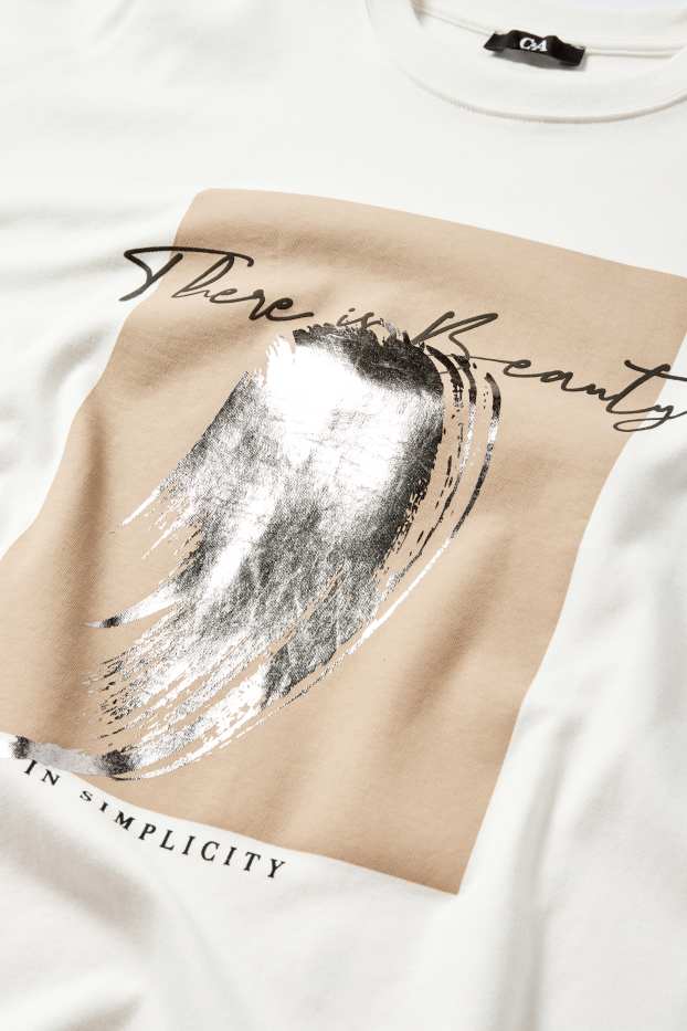 Dames - T-shirt - crème wit