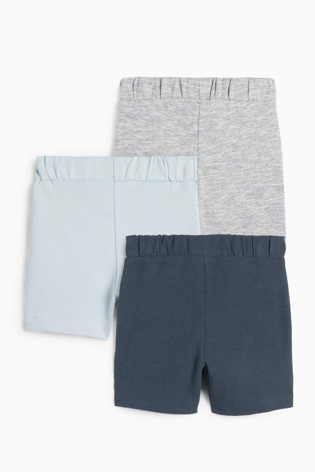 Baby Jungen - Multipack 3er - Baby-Shorts - strukturiert - hellblau