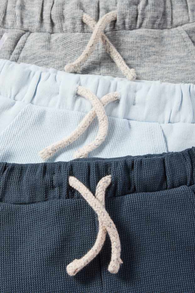 Baby Jungen - Multipack 3er - Baby-Shorts - strukturiert - hellblau