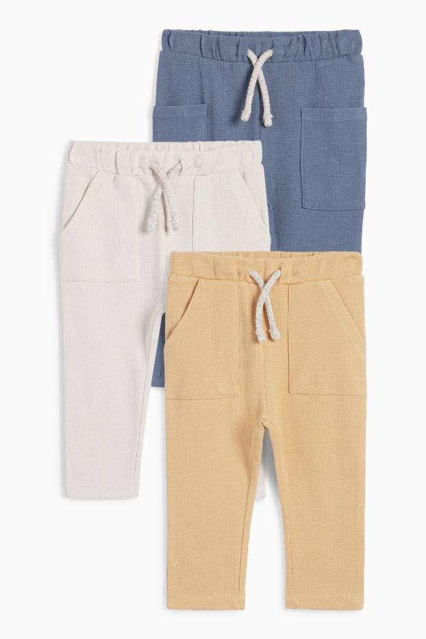 Neonati  - Confezione da 3 - pantaloni neonati - tessuto tramato - giallo