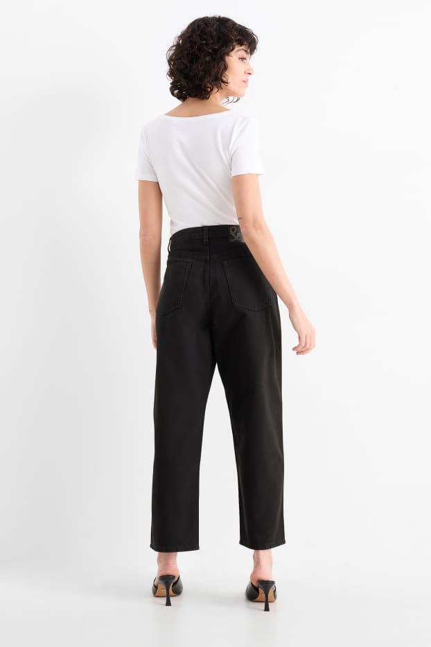 Damen - Barrel Jeans - Mid Waist - schwarz