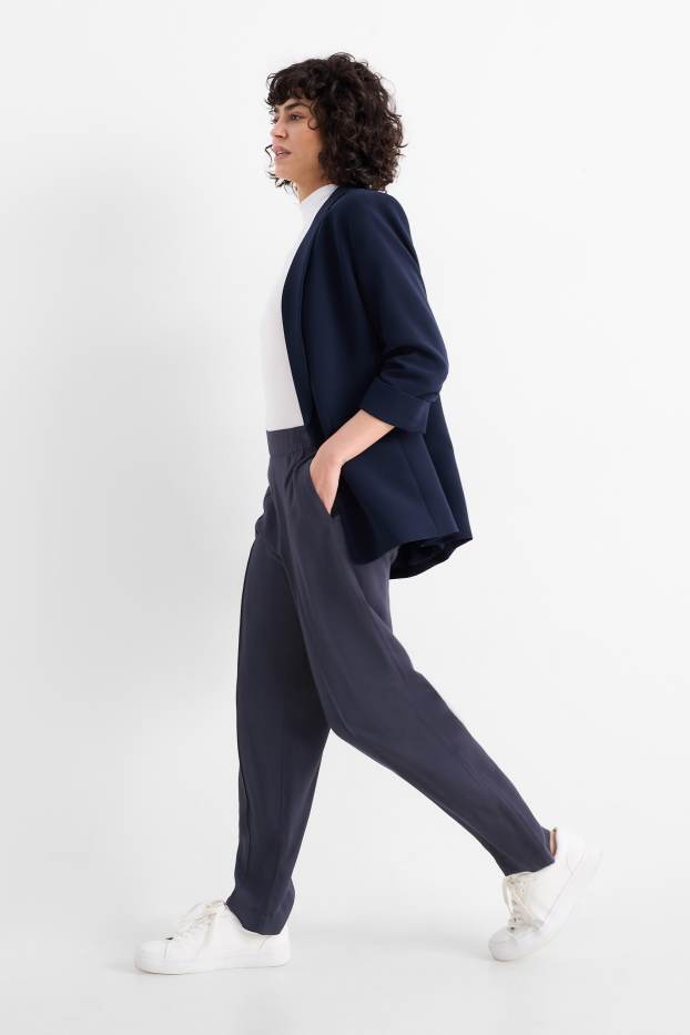 Damen - Stoffhose - High Waist - Tapered Fit - dunkelblau