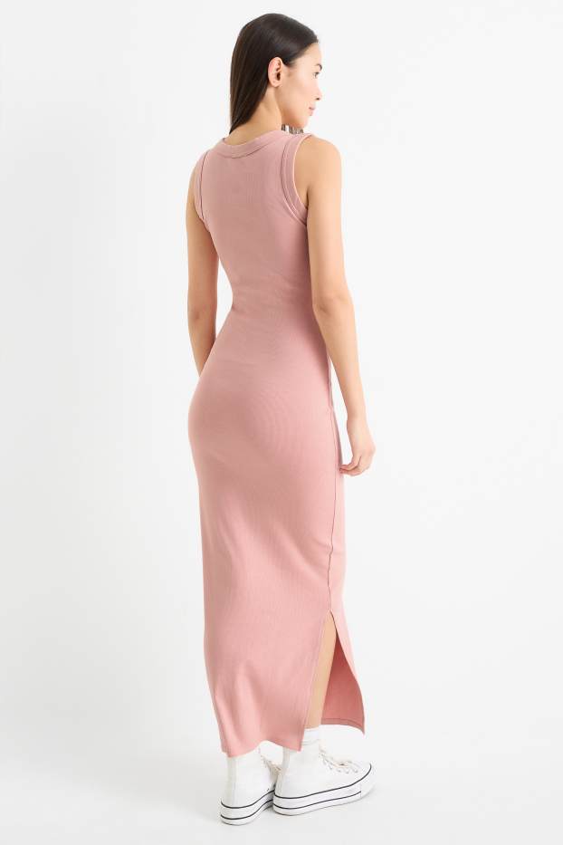 Women - Bodycon dress - ribbed - rose