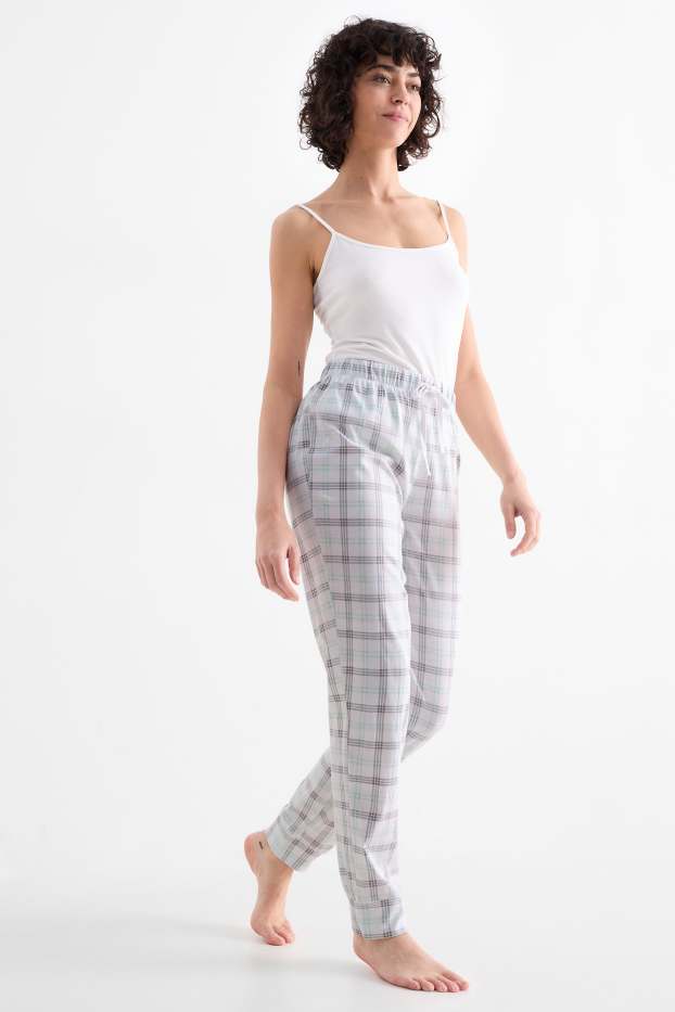 Damen - Multipack 2er - Pyjamahose - grau