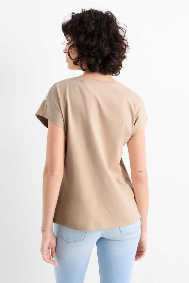 Mujer - Camiseta - de flores - beige claro