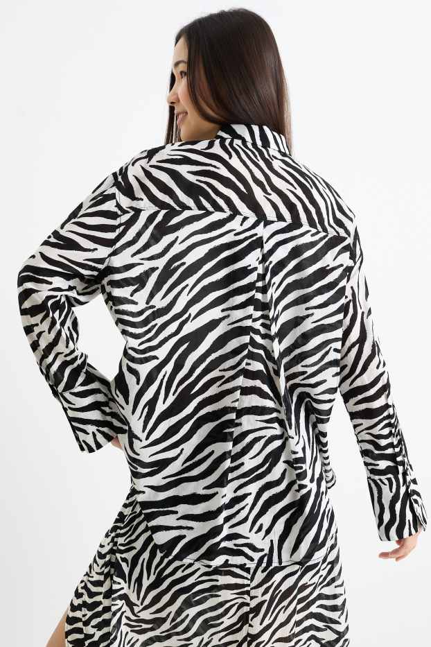 Damen - Bluse - gemustert - schwarz / weiß