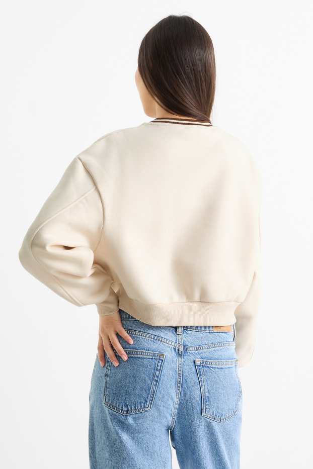 Women - Cropped sweatshirt - light beige