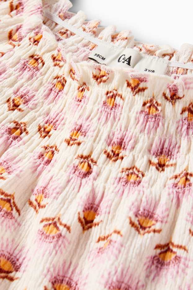 Enfants filles - T-shirt - à fleurs - texturé - blanc crème