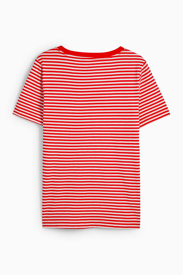 Femei - Tricou basic - regular fit - cu dungi - roșu