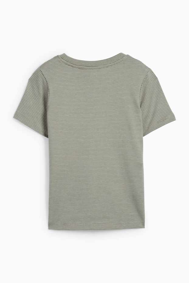 Kinder Jungen - Krokodil - Kurzarmshirt - gestreift - grün