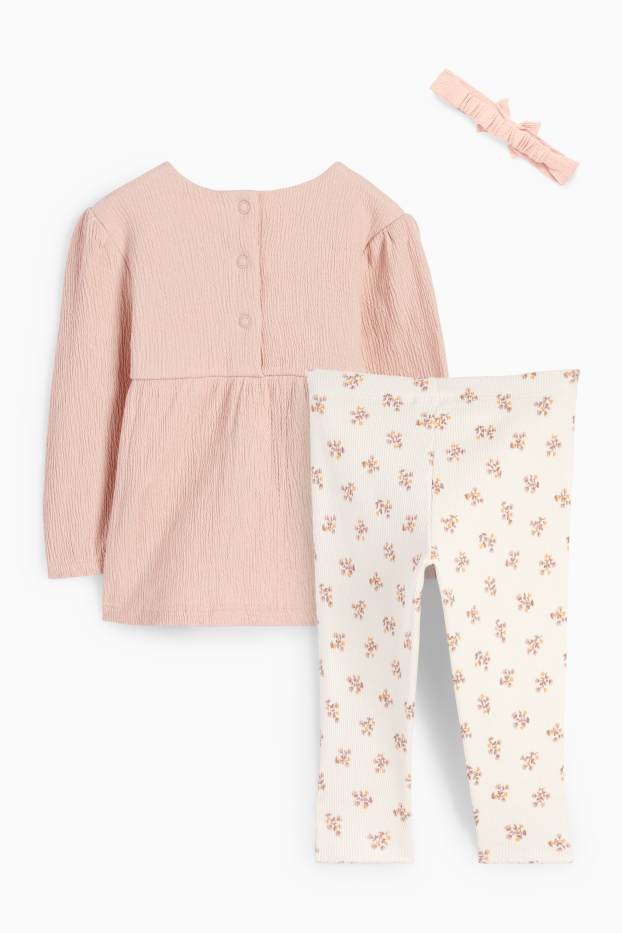 Bebés niñas - Florecitas - conjunto para bebé - 3 piezas - rosa
