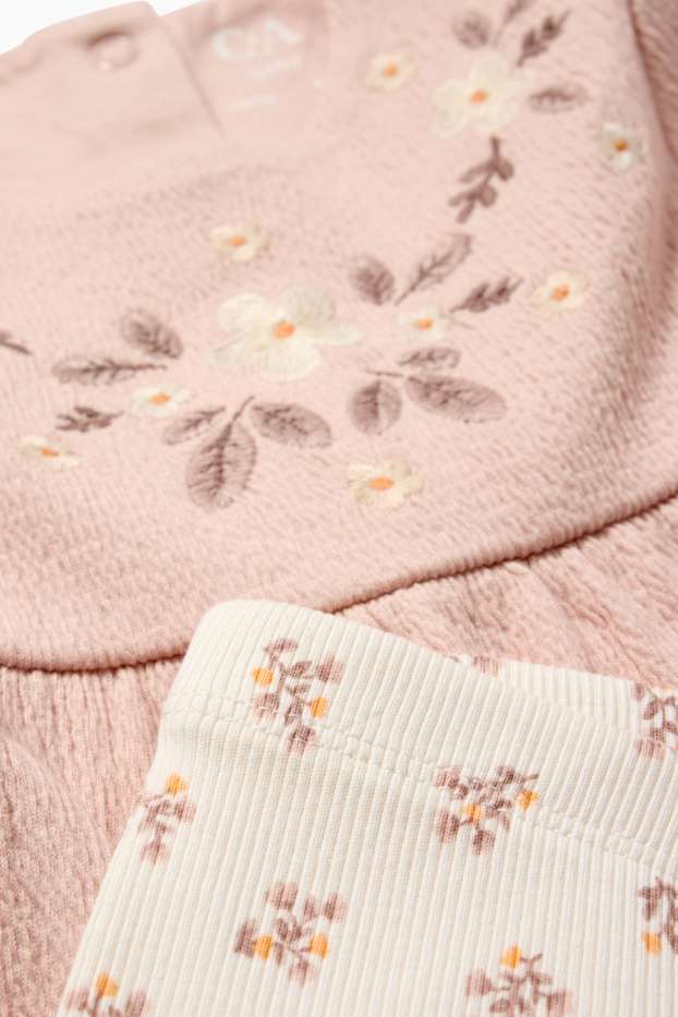 Bebés niñas - Florecitas - conjunto para bebé - 3 piezas - rosa