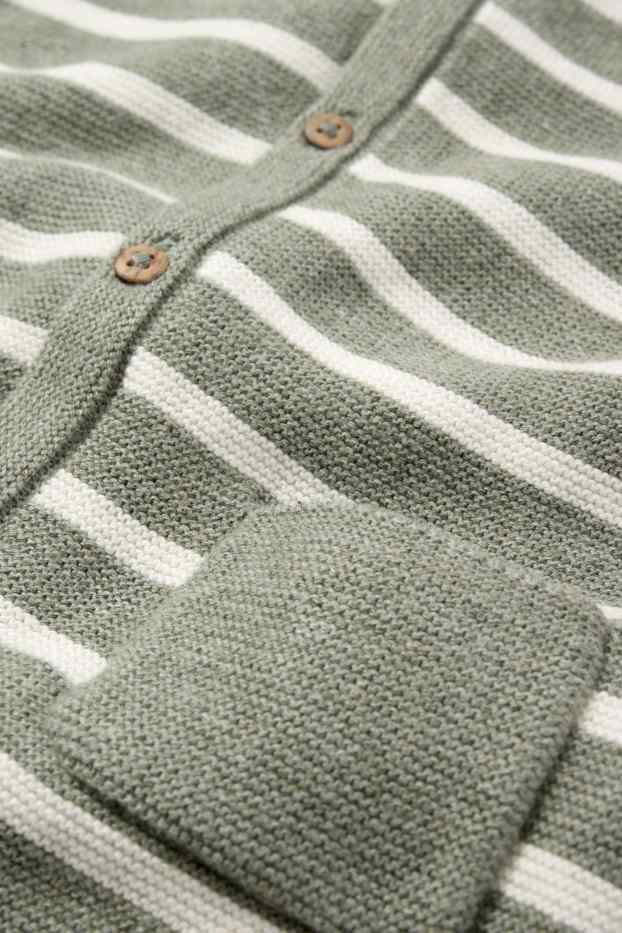 Baby Jungen - Baby-Strick-Jumpsuit - gestreift - grün