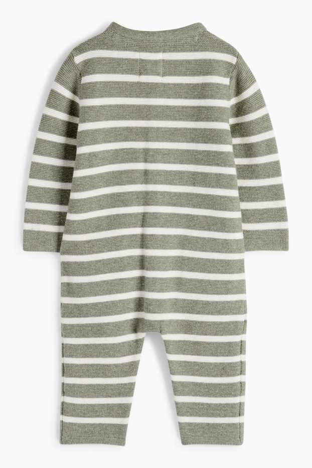 Baby Jungen - Baby-Strick-Jumpsuit - gestreift - grün