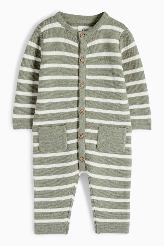 Baby Jungen - Baby-Strick-Jumpsuit - gestreift - grün