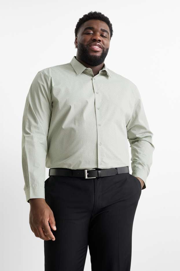 Bărbați - Cămașă - regular fit - guler Kent - ușor de călcat - print minimalist - verde deschis