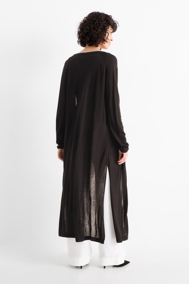 Femmes - Gilet long en maille - noir
