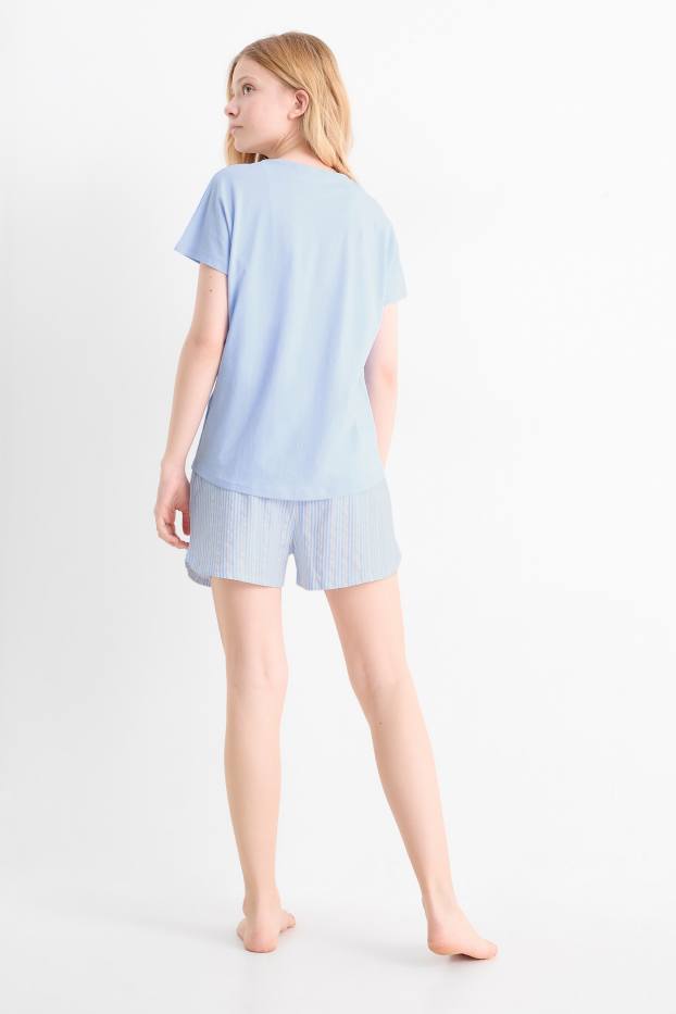 Kinder Mädchen - Palme - Shorty-Pyjama - 2 teilig - hellblau