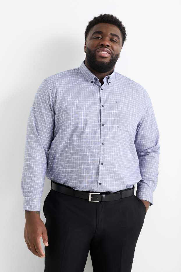 Herren - Hemd - Regular Fit - Button-down - bügelleicht - kariert - dunkelblau