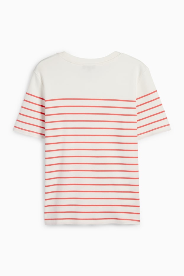Damen - T-Shirt - gestreift - weiß