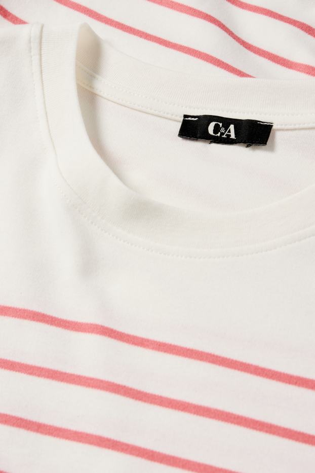 Damen - T-Shirt - gestreift - weiß