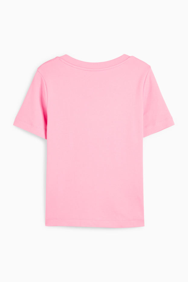 Donna - T-shirt basic con scollo a V - fucsia