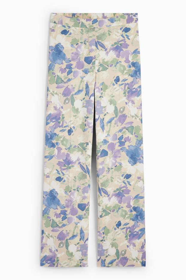 Femmes - Pantalon de bureau - high waist - regular fit - à fleurs - beige clair