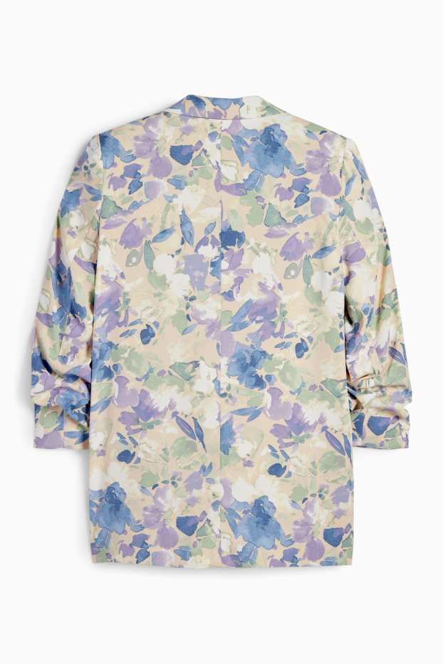 Donna - Blazer lungo - regular fit - a fiori - beige chiaro