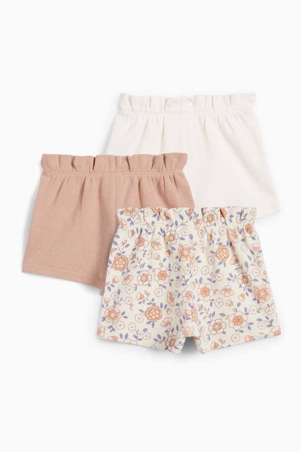 Baby Girls - Multipack of 3 - floral - baby shorts - textured - cremewhite