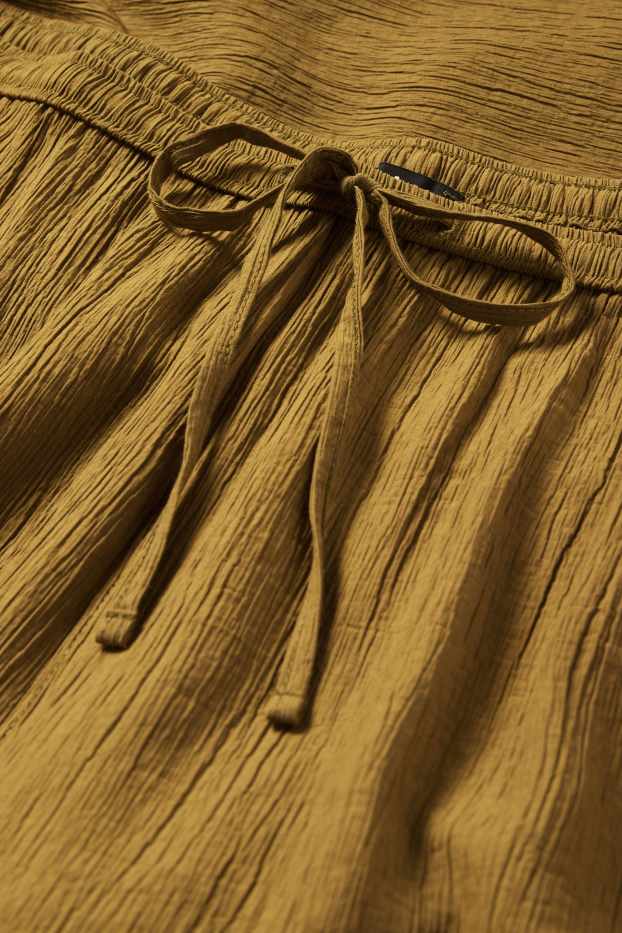 Damen - Stoffhose - Mid Waist - Wide Leg - strukturiert - khaki