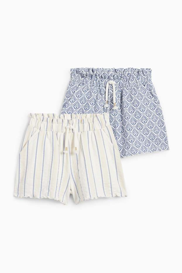 Kinder Mädchen - Multipack 2er - Shorts - gemustert - cremeweiss